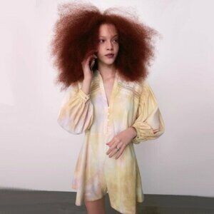 NWT Zara yellow cream tie dye romper, S